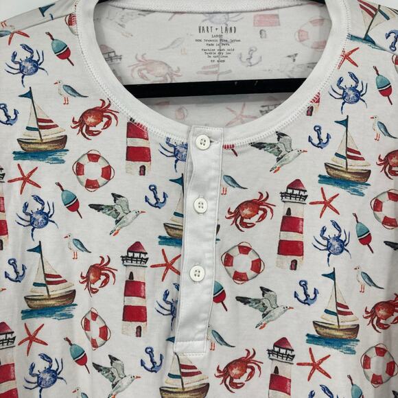 Hart + Land Organic Cotton Nautical Print Pajama Set Men’s Large - Picture 3 of 15